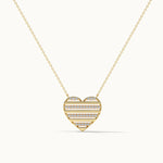 Pin Striped Heart Diamond Necklace, 14K Solid Gold, 1/5 ct Lab Grown Diamond-3