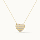 Pin Striped Heart Diamond Necklace, 14K Solid Gold, 1/5 ct Lab Grown Diamond-3