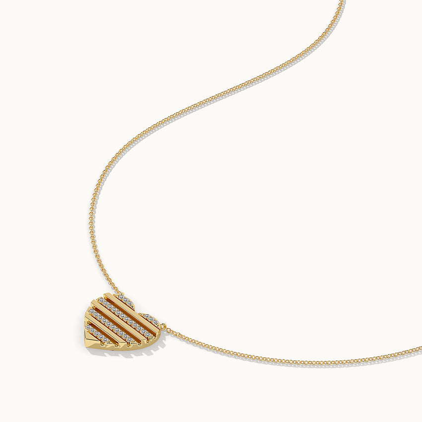 Pin Striped Heart Diamond Necklace