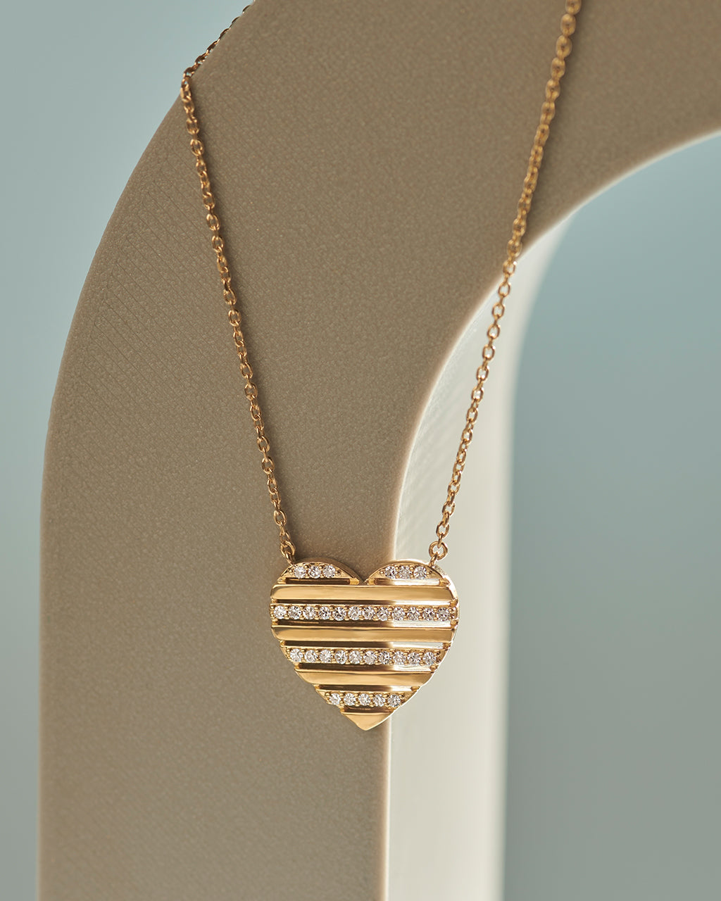 Pin Striped Heart Diamond Necklace