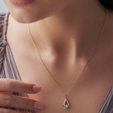 Teardrop Diamond Necklace, 14K Solid Gold, 1/6 ct Lab Grown Diamond-2