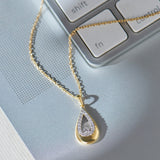Teardrop Diamond Necklace, 14K Solid Gold, 1/6 ct Lab Grown Diamond-1