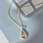Teardrop Diamond Necklace, 14K Gold Vermeil, 1/6 ct Lab Grown Diamond-1
