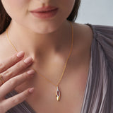 Hollow Leaf Diamond Necklace, 14K Solid Gold, 1/6 ct Lab Grown Diamond-5