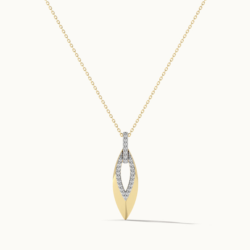 Hollow Leaf Diamond Necklace