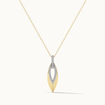 Hollow Leaf Diamond Necklace, 14K Solid Gold, 1/6 ct Lab Grown Diamond-3