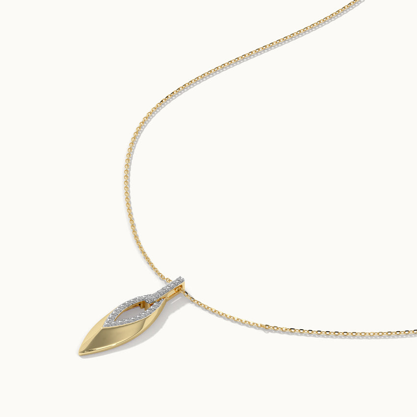 Hollow Leaf Diamond Necklace
