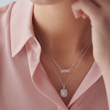 Rectangle Cluster Diamond Necklace, 14K Solid Gold, 1/2 ct Lab Grown Diamond-5
