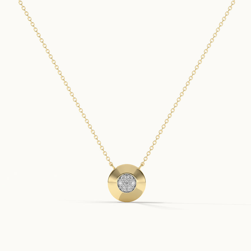 Disc Cluster Diamond Necklace, 14K Solid Gold, 1/20 ct Lab Grown Diamond-3