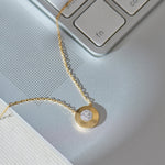 Disc Cluster Diamond Necklace, 14K Solid Gold, 1/20 ct Lab Grown Diamond-5
