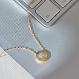 Disc Cluster Diamond Necklace, 14K Solid Gold, 1/20 ct Lab Grown Diamond-5