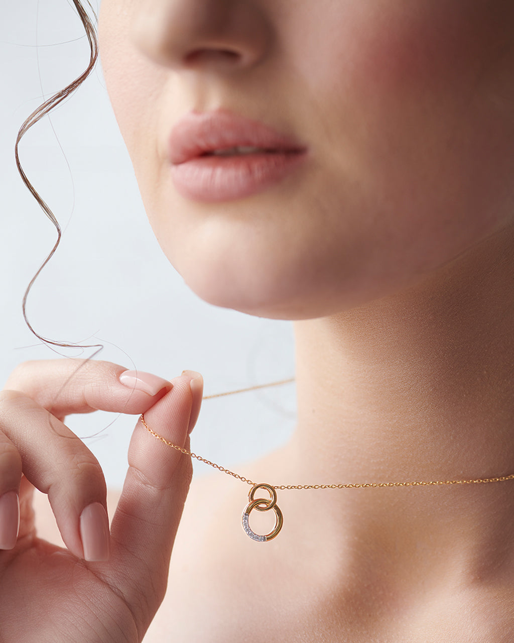 Interlinked Diamond Necklace, 14K Solid Gold, 1/20 ct Lab Grown Diamond-2