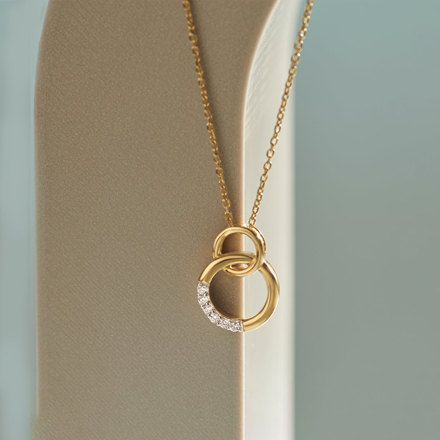 Interlinked Diamond Necklace, 14K Solid Gold, 1/20 ct Lab Grown Diamond-1