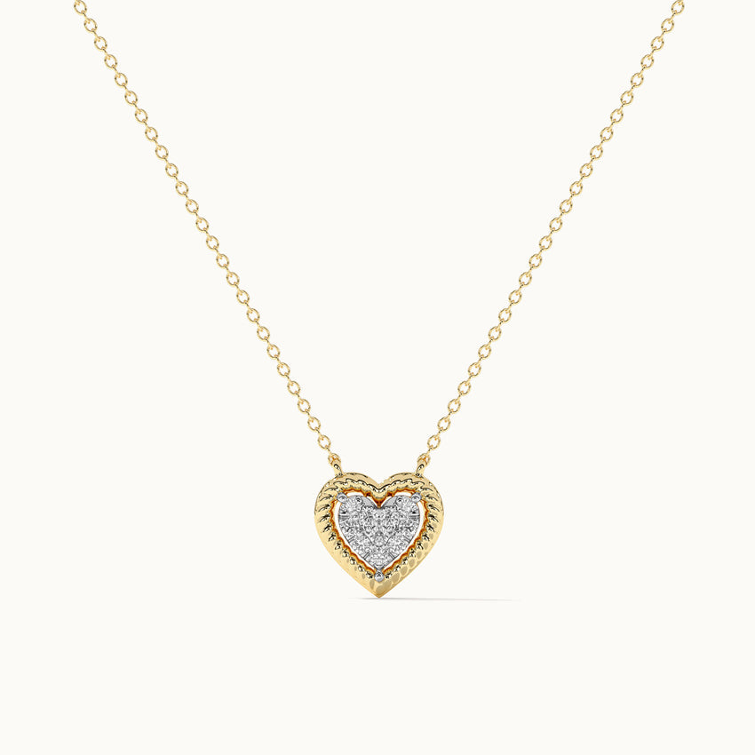 Rope Heart Diamond Necklace, 14K Gold Vermeil, 1/8 ct Lab Grown Diamond-3