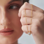 Rope Heart Diamond Necklace, 14K Gold Vermeil, 1/8 ct Lab Grown Diamond-2