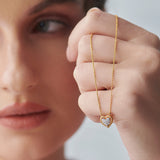 Rope Heart Diamond Necklace, 14K Gold Vermeil, 1/8 ct Lab Grown Diamond-2