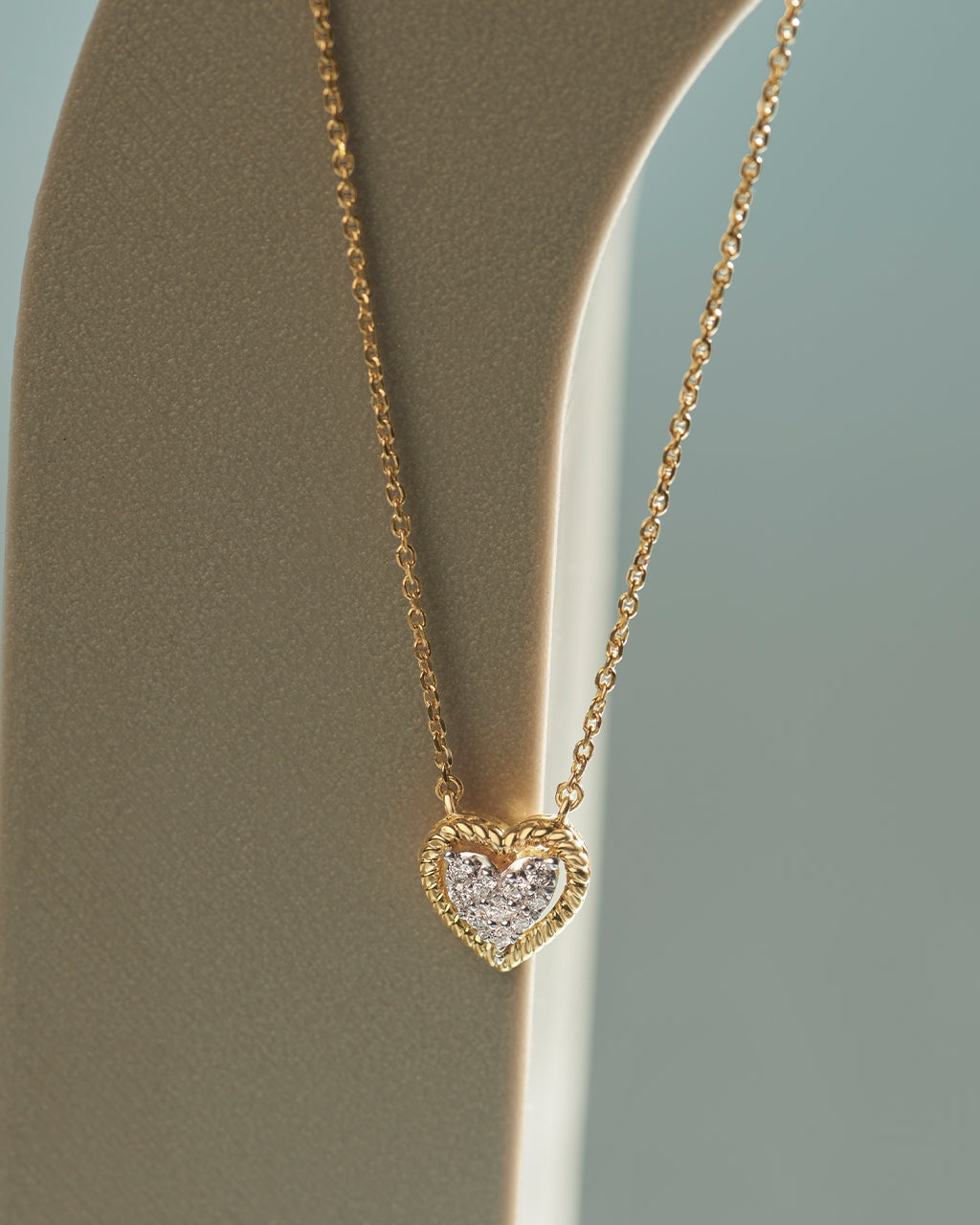Rope Heart Diamond Necklace, 14K Gold Vermeil, 1/8 ct Lab Grown Diamond-6