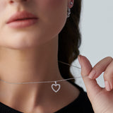 Hollow Heart Diamond Necklace