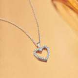 Hollow Heart Diamond Necklace, Sterling Silver, 1/5 ct Lab Grown Diamond-1