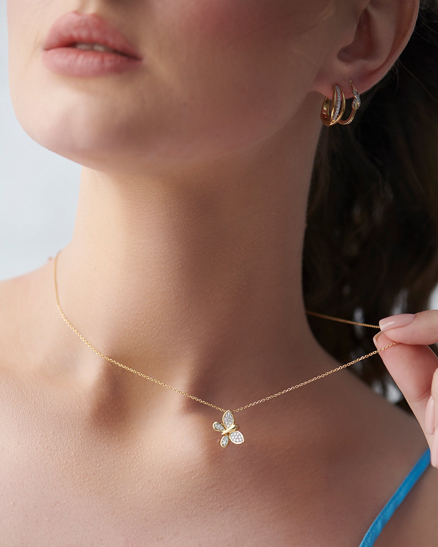 Butterfly Cluster Diamond Necklace, 14K Gold Vermeil, 1/5 ct Lab Grown Diamond-5