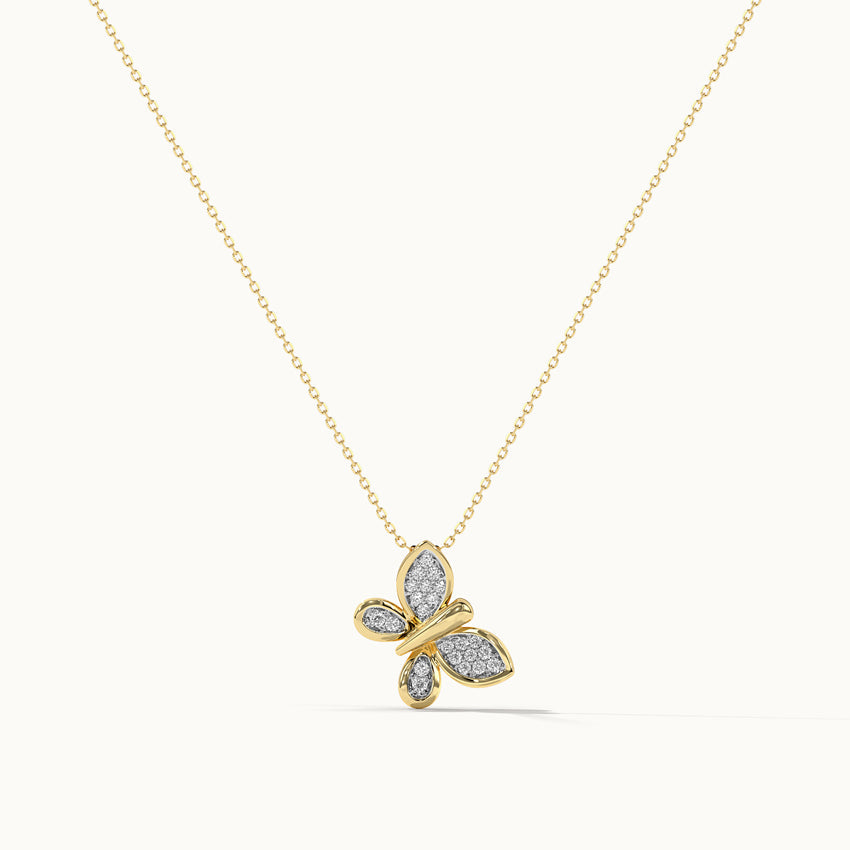Butterfly Cluster Diamond Necklace, 14K Gold Vermeil, 1/5 ct Lab Grown Diamond-3