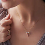 Dragonfly Diamond Necklace, 14K Gold Vermeil, 1/6 ct Lab Grown Diamond-5