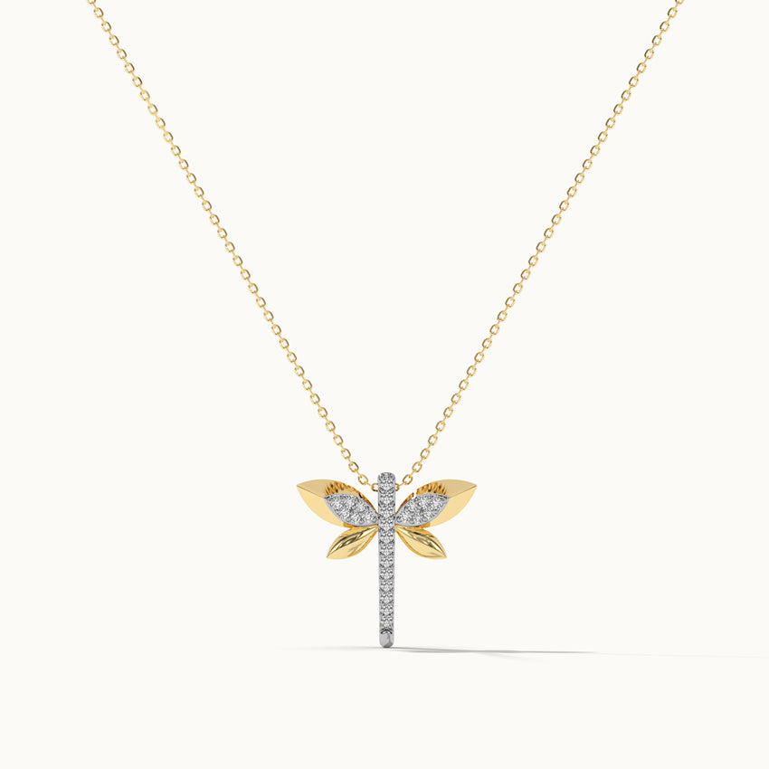 Dragonfly Diamond Necklace, 14K Gold Vermeil, 1/6 ct Lab Grown Diamond-3
