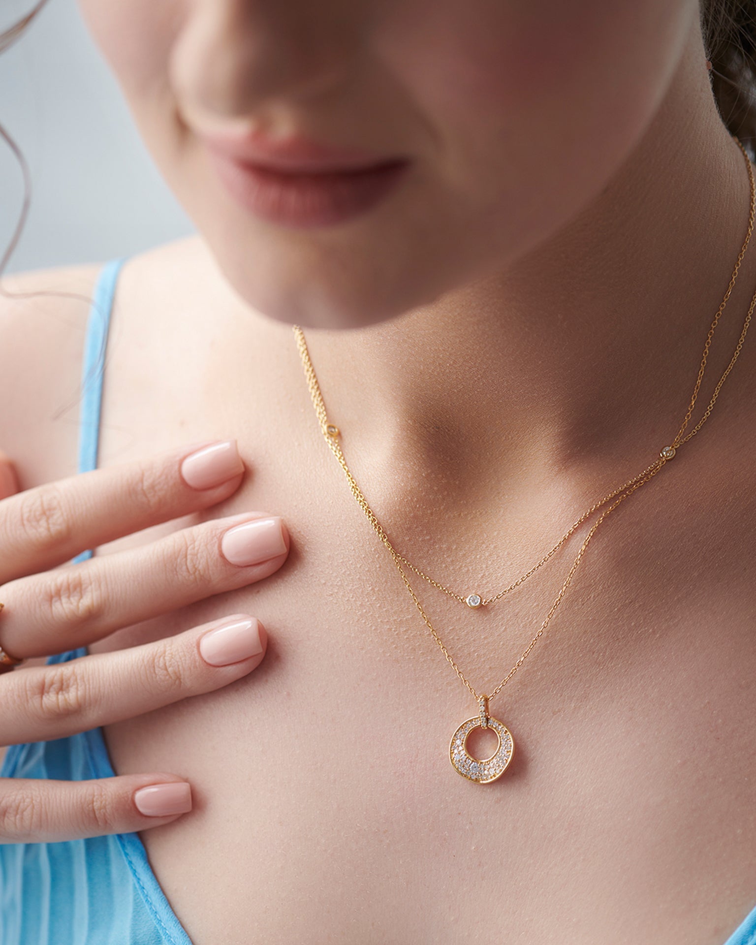 Hollow Circle Diamond Necklace, 14K Gold Vermeil, 1/2 ct Lab Grown Diamond-5