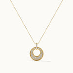 Hollow Circle Diamond Necklace, 14K Solid Gold, 1/2 ct Lab Grown Diamond-3