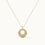 Hollow Circle Diamond Necklace, 14K Solid Gold, 1/2 ct Lab Grown Diamond-3