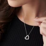 Double Row Heart Diamond Necklace, Sterling Silver, 3/8 ct Lab Grown Diamond-5