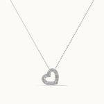 Double Row Heart Diamond Necklace, Sterling Silver, 3/8 ct Lab Grown Diamond-3