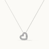 Double Row Heart Diamond Necklace, Sterling Silver, 3/8 ct Lab Grown Diamond-3