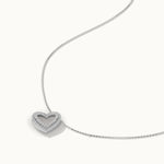 Double Row Heart Diamond Necklace, 14K Solid Gold, 3/8 ct Lab Grown Diamond-6
