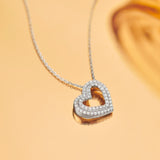 Double Row Heart Diamond Necklace, 14K Solid Gold, 3/8 ct Lab Grown Diamond-1