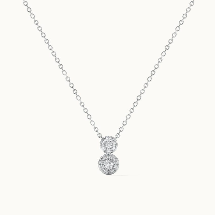 Duo Round Diamond Necklace, 14K Solid Gold, 1/6 ct Lab Grown Diamond-3