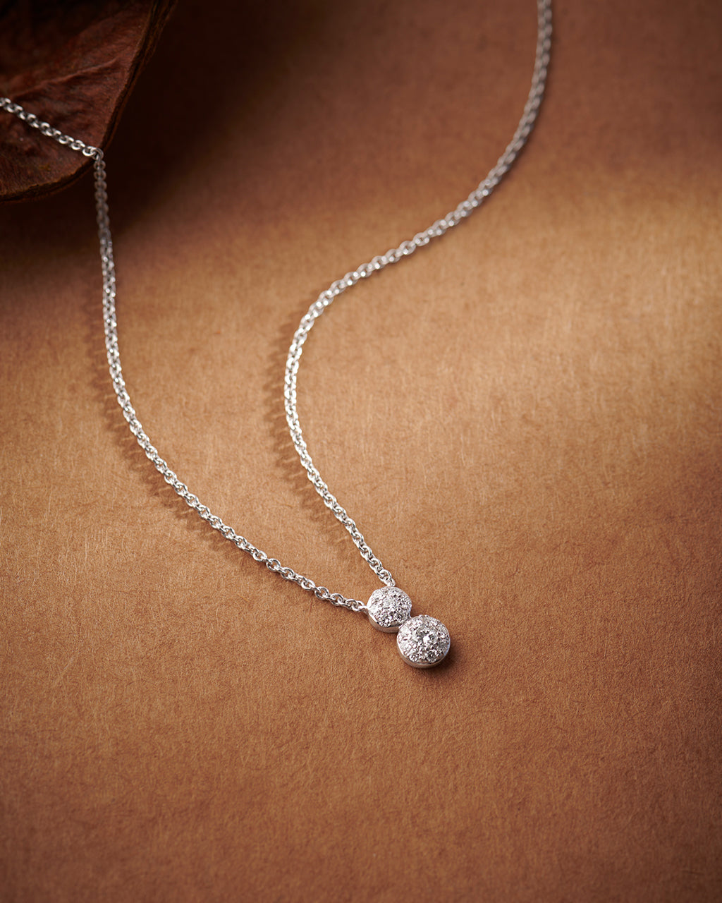 Duo Round Diamond Necklace, Sterling Silver, 1/6 ct Lab Grown Diamond-6
