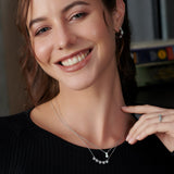 Duo Round Diamond Necklace, Sterling Silver, 1/6 ct Lab Grown Diamond-5