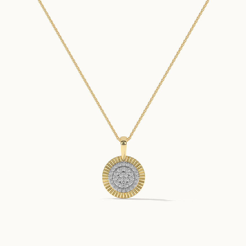 Sun Kissed Round Necklace, 14K Solid Gold, 1/3 ct Lab Grown Diamond-3