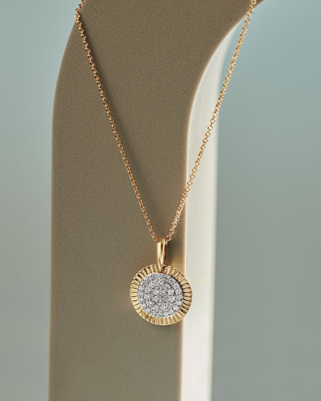 Sun Kissed Round Necklace, 14K Gold Vermeil, 1/3 ct Lab Grown Diamond-6