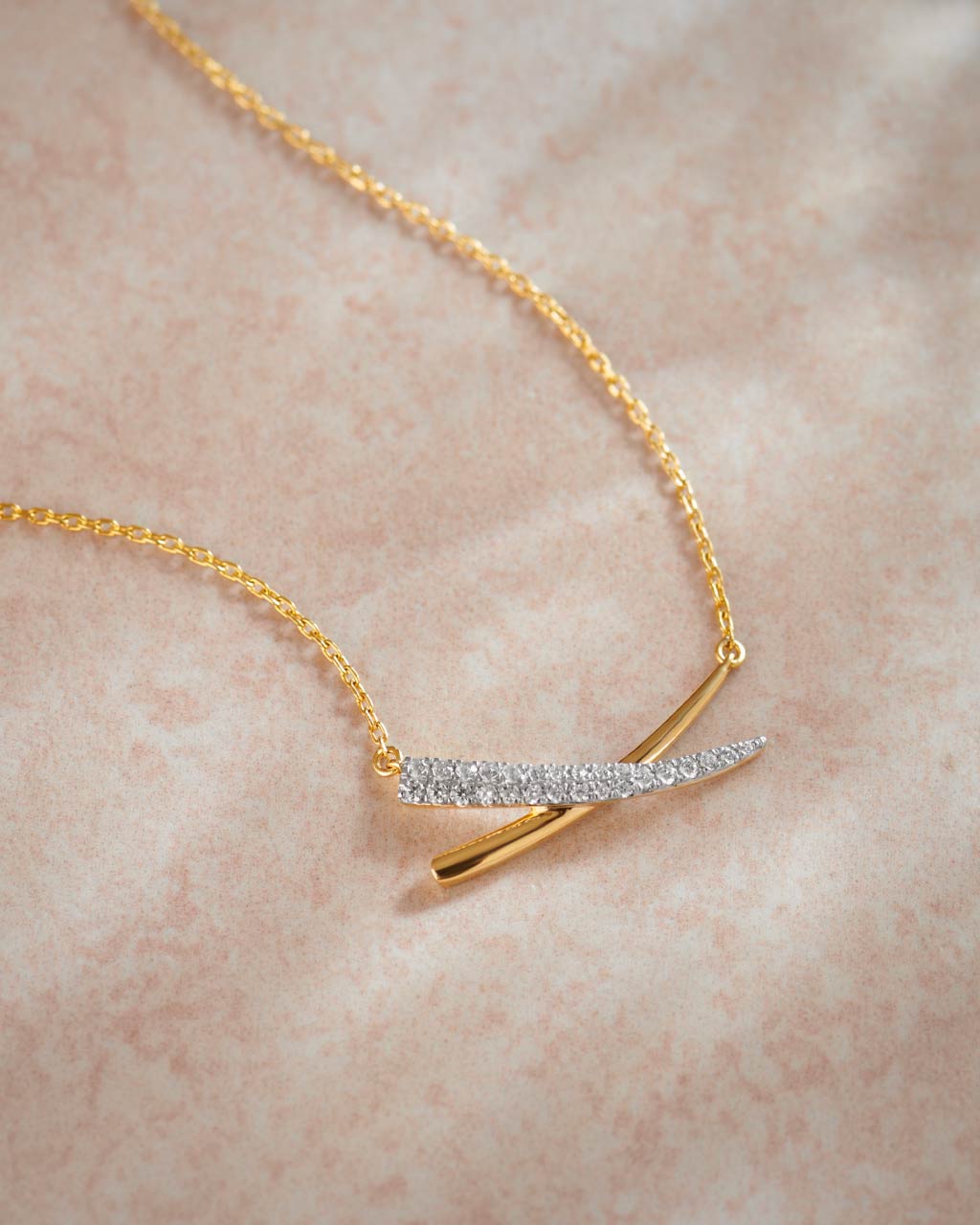 Criss Cross Necklace, 14K Gold Vermeil, 1/5 ct Lab Grown Diamond-6