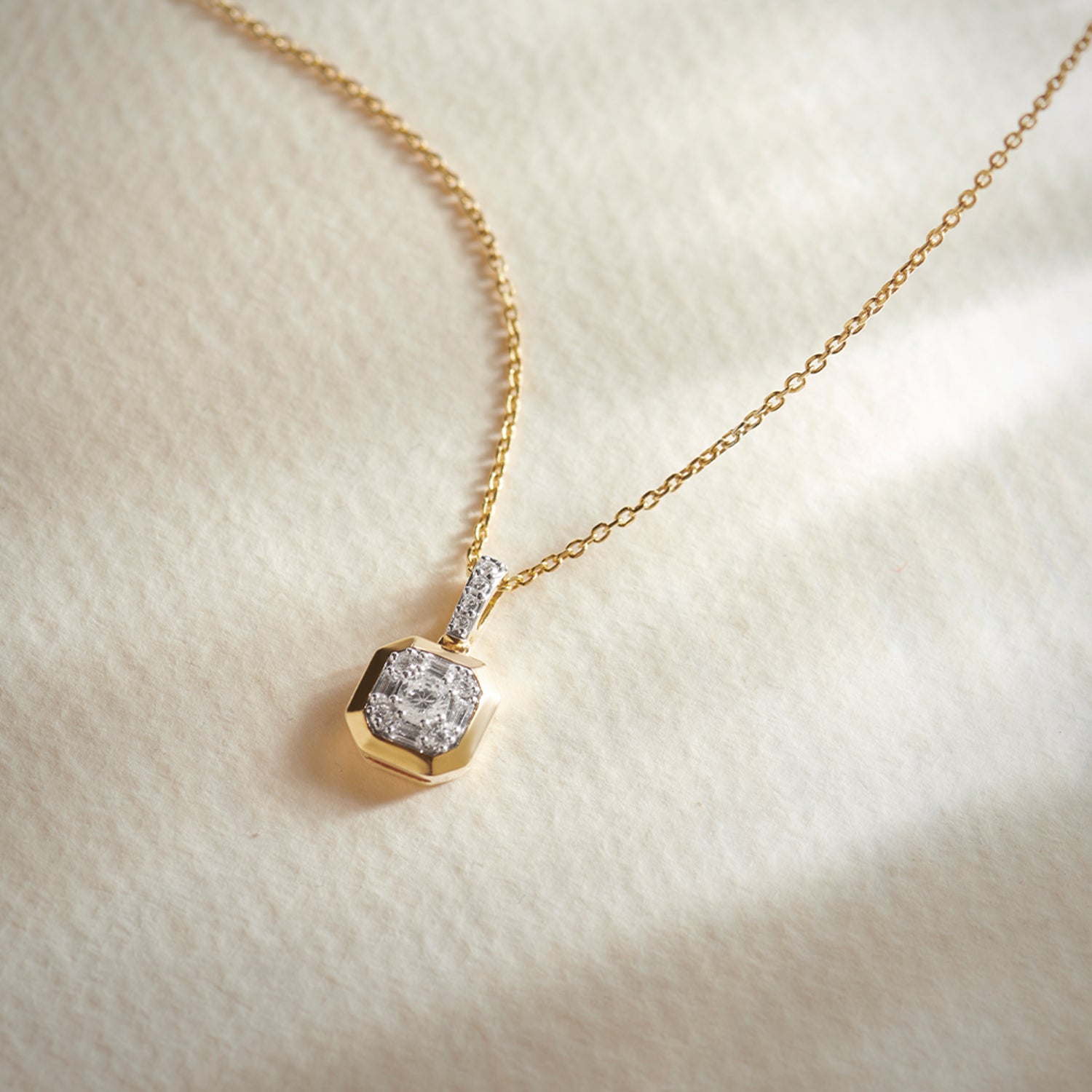 Octa Diamond Necklace, 14K Solid Gold, 1/4 ct Lab Grown Diamond-1