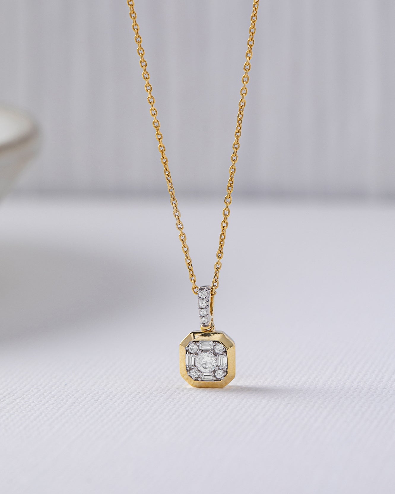 Octa Diamond Necklace, 14K Gold Vermeil, 1/4 ct Lab Grown Diamond-5