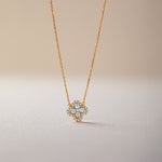 Elegant Clover Diamond Necklace, 14K Solid Gold, 3/8 ct Lab Grown Diamond-5