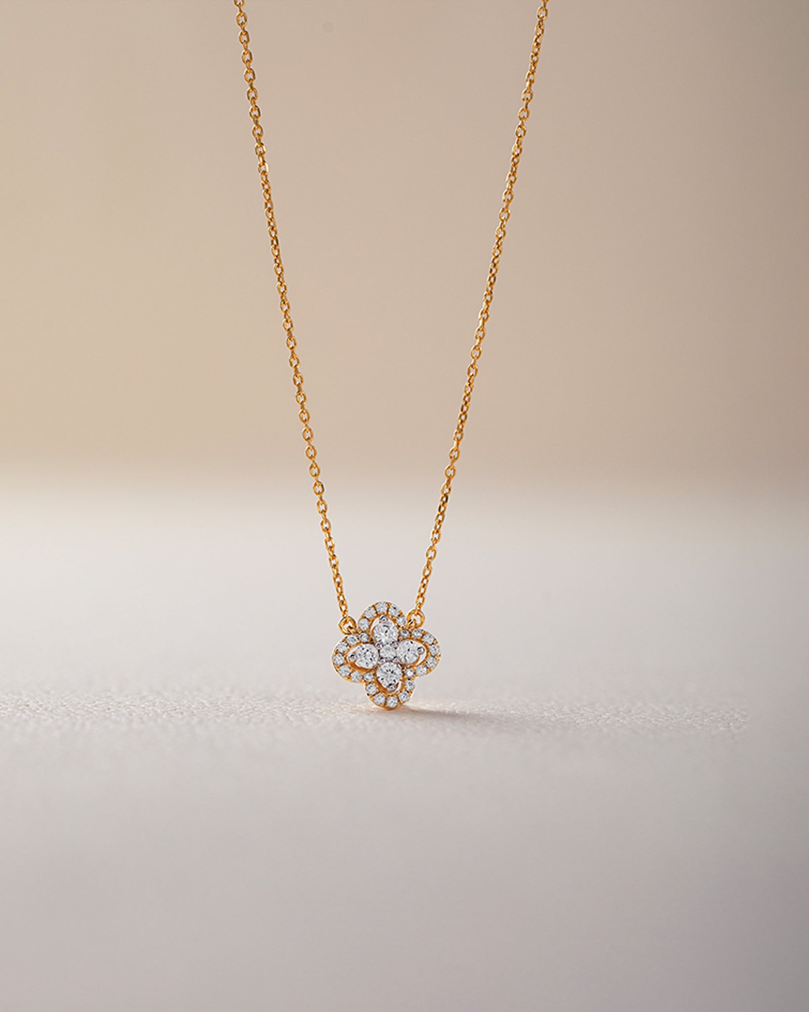 Elegant Clover Diamond Necklace, 14K Solid Gold, 3/8 ct Lab Grown Diamond-5