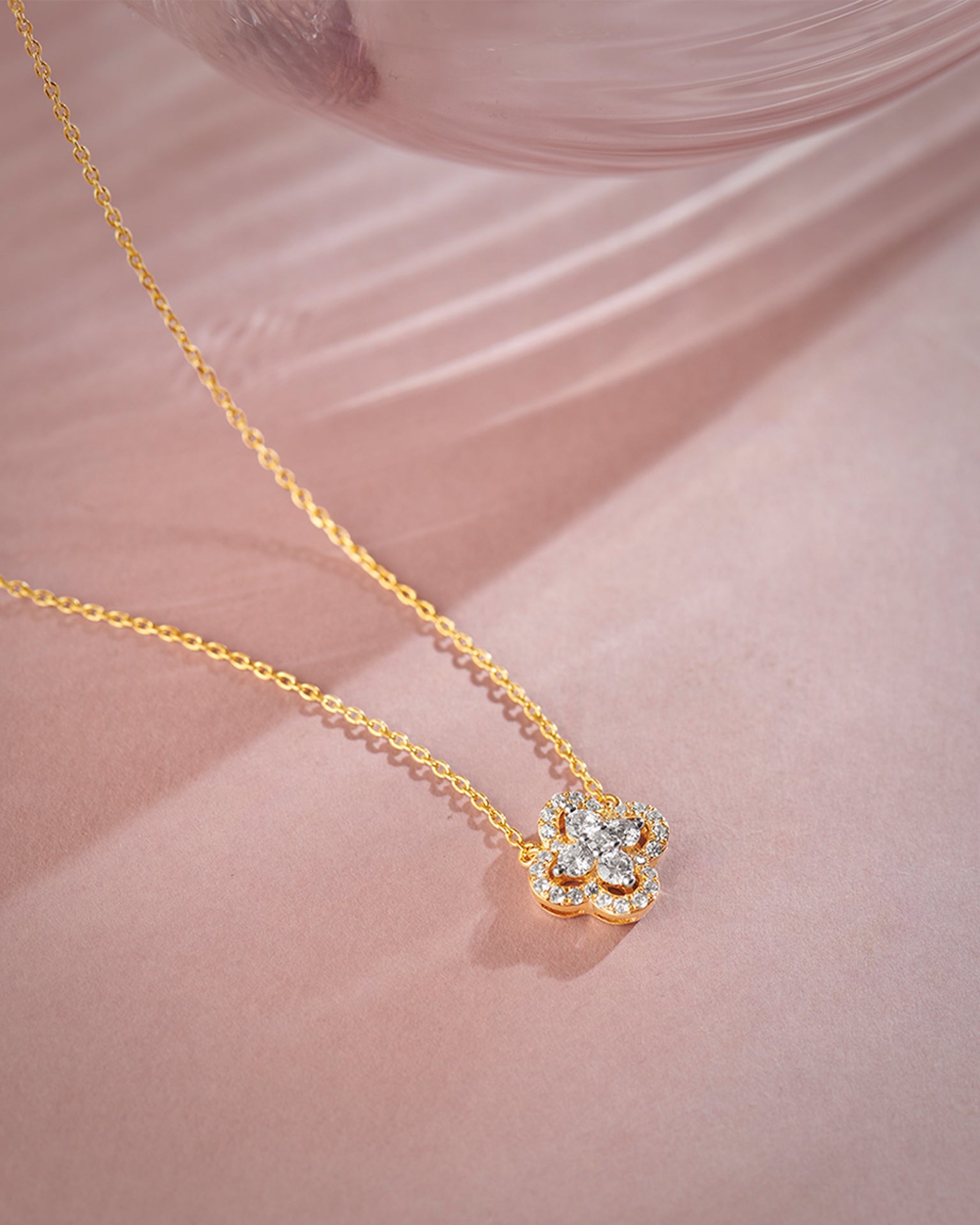 Elegant Clover Diamond Necklace, 14K Solid Gold, 3/8 ct Lab Grown Diamond-6