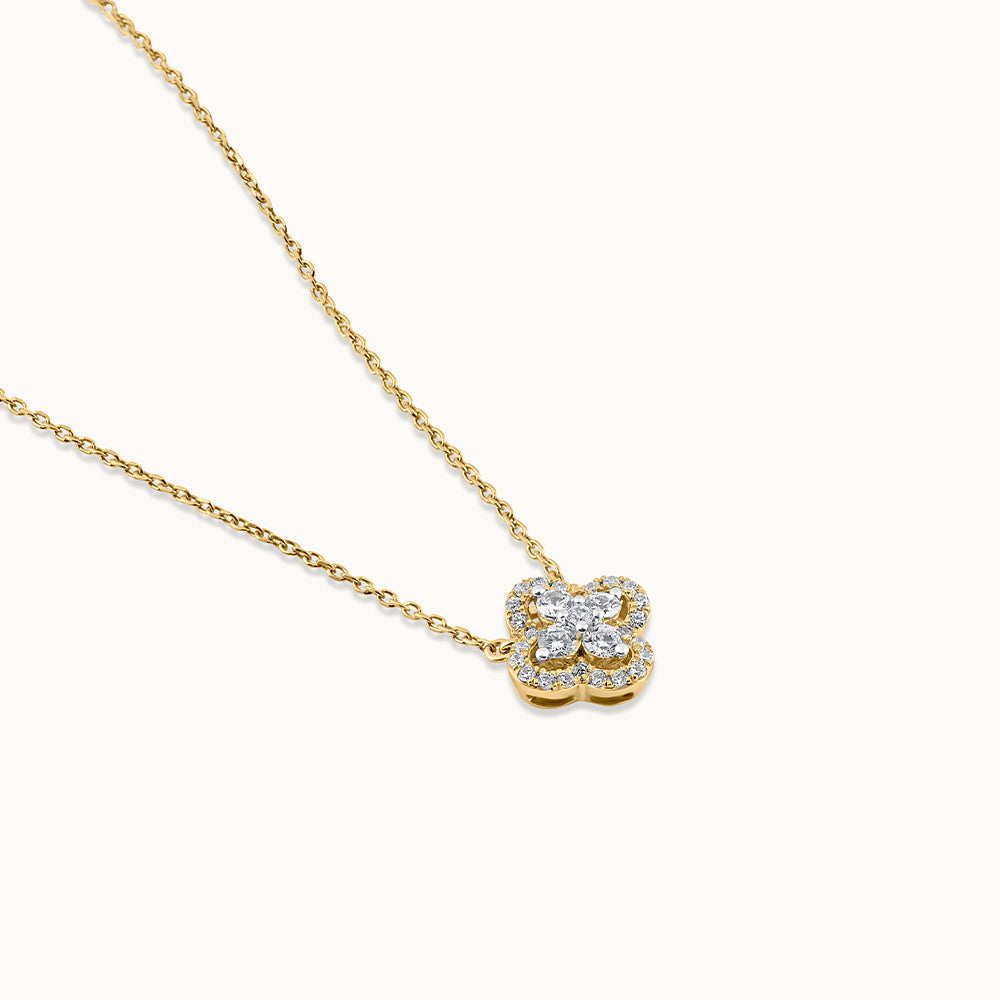 Elegant Clover Diamond Necklace, 14K Solid Gold, 3/8 ct Lab Grown Diamond-3