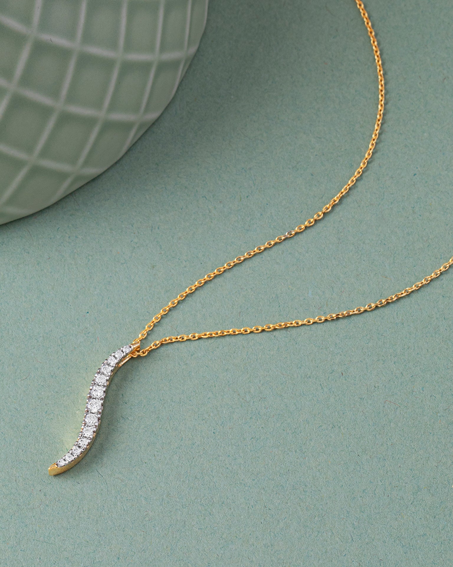 Sleek Diamond Necklace, 14K Gold Vermeil, 1/3 ct Lab Grown Diamond-5