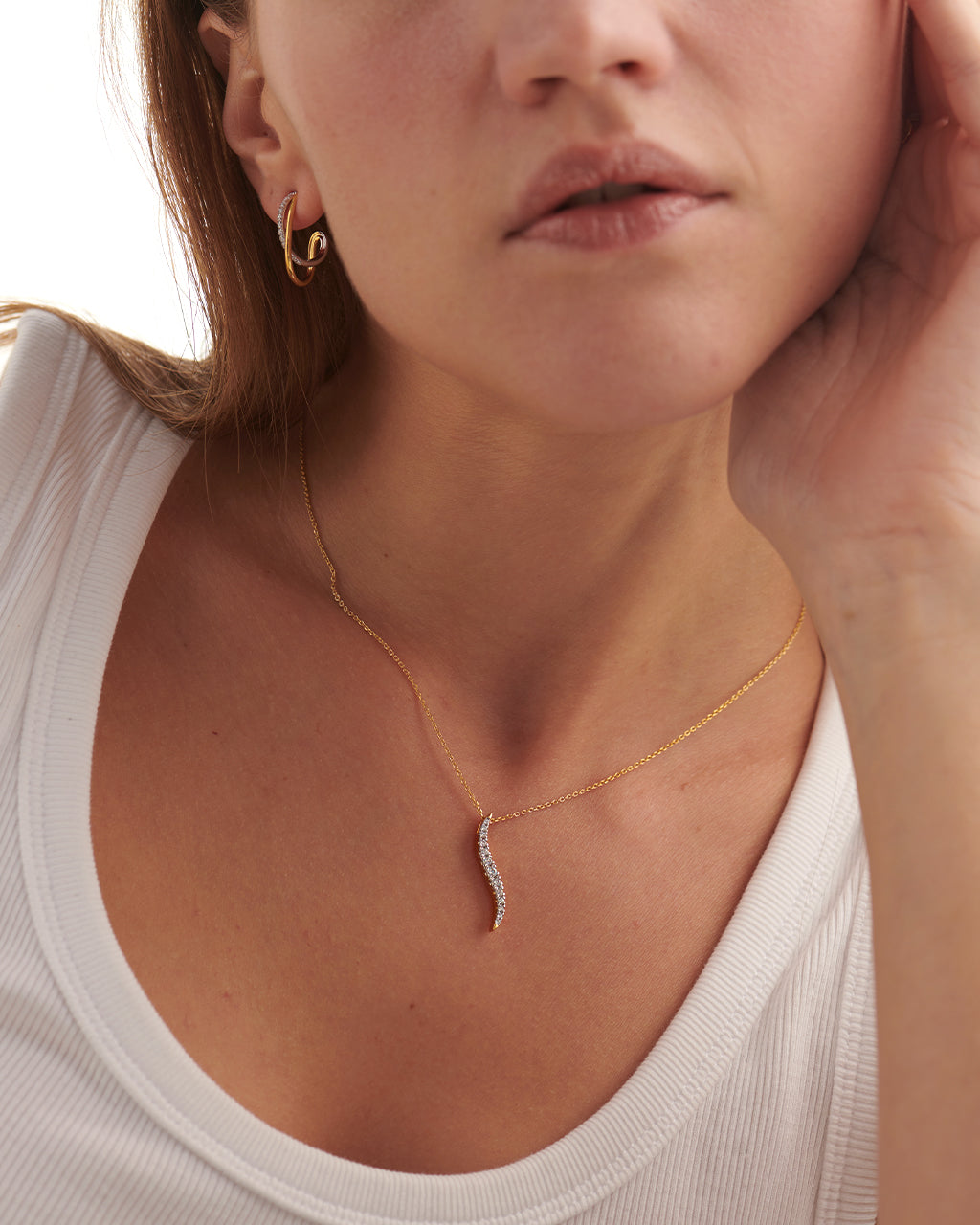 Sleek Diamond Necklace, 14K Gold Vermeil, 1/3 ct Lab Grown Diamond-4
