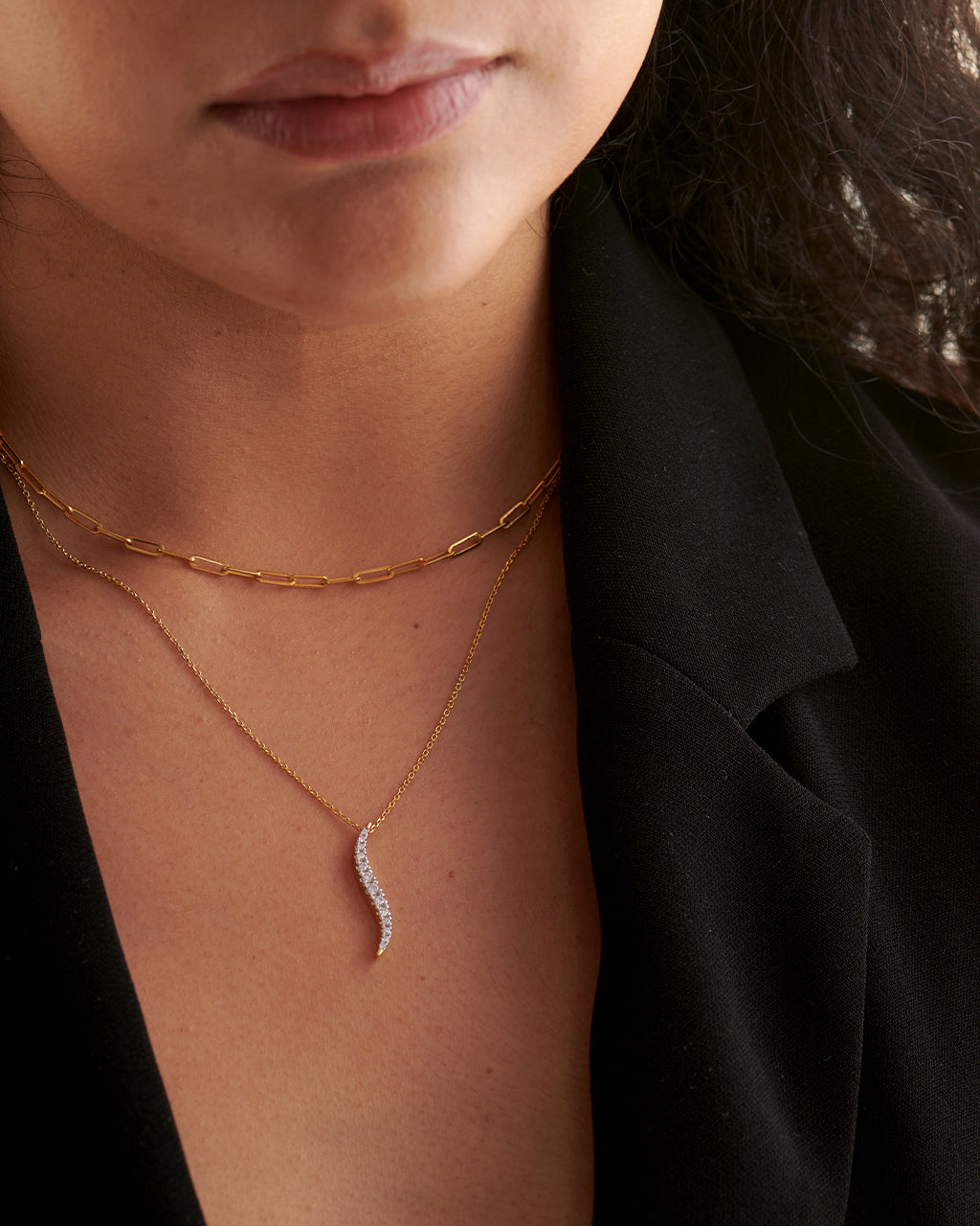 Sleek Diamond Necklace, 14K Gold Vermeil, 1/3 ct Lab Grown Diamond-2